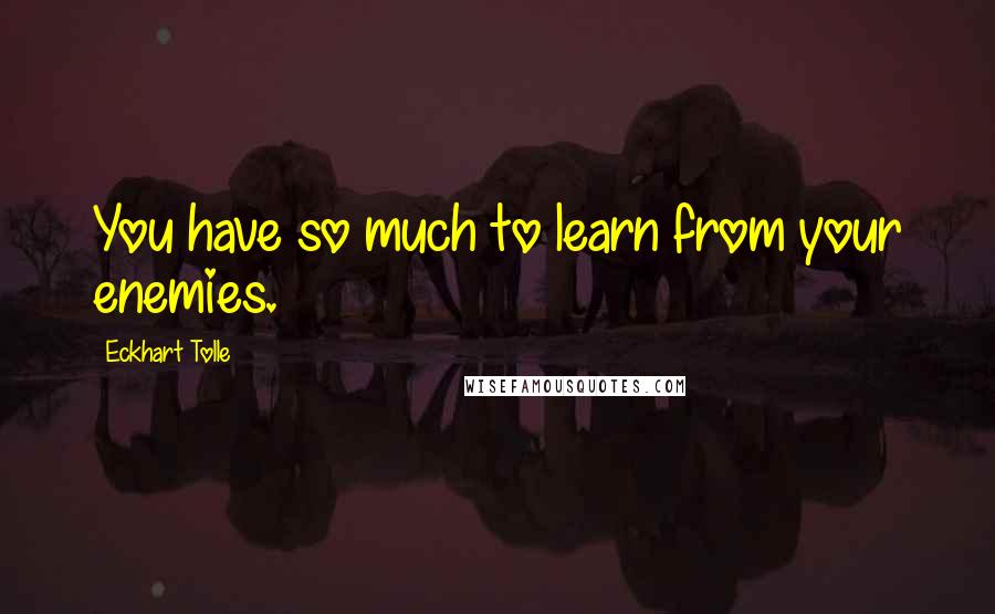 Eckhart Tolle Quotes: You have so much to learn from your enemies.