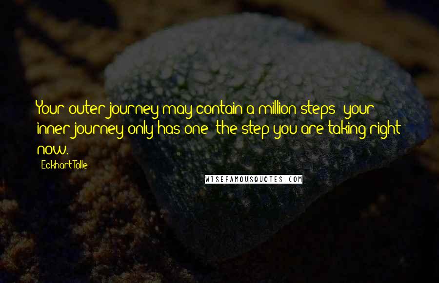 Eckhart Tolle Quotes: Your outer journey may contain a million steps; your inner journey only has one: the step you are taking right now.