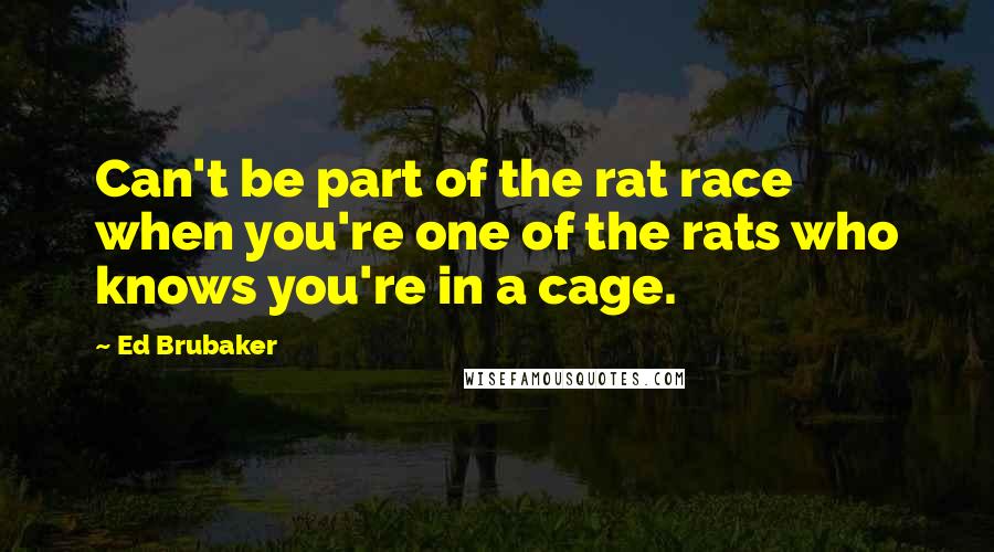 Ed Brubaker Quotes: Can't be part of the rat race when you're one of the rats who knows you're in a cage.