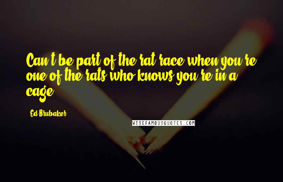 Ed Brubaker Quotes: Can't be part of the rat race when you're one of the rats who knows you're in a cage.