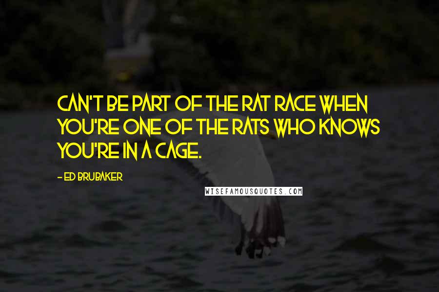 Ed Brubaker Quotes: Can't be part of the rat race when you're one of the rats who knows you're in a cage.