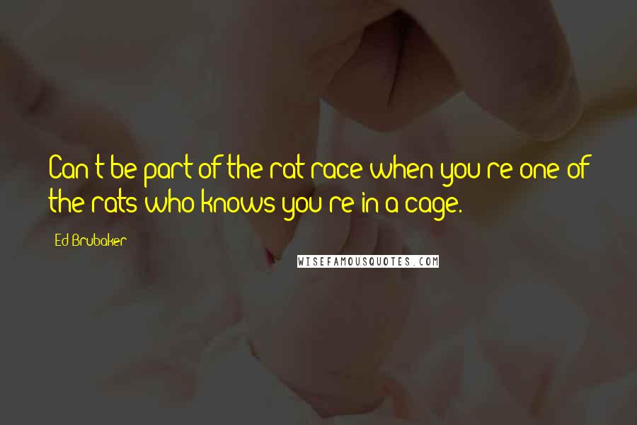 Ed Brubaker Quotes: Can't be part of the rat race when you're one of the rats who knows you're in a cage.