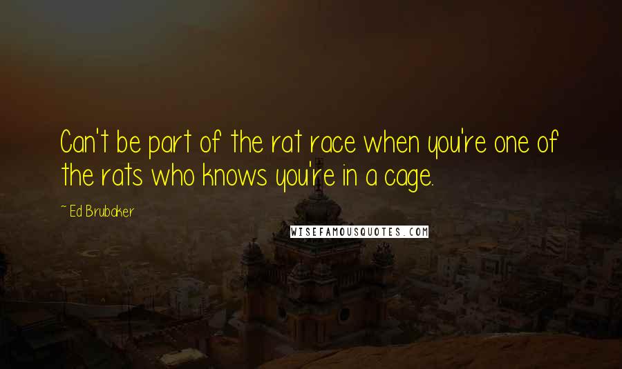 Ed Brubaker Quotes: Can't be part of the rat race when you're one of the rats who knows you're in a cage.