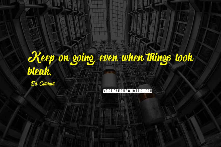 Ed Catmull Quotes: Keep on going, even when things look bleak.