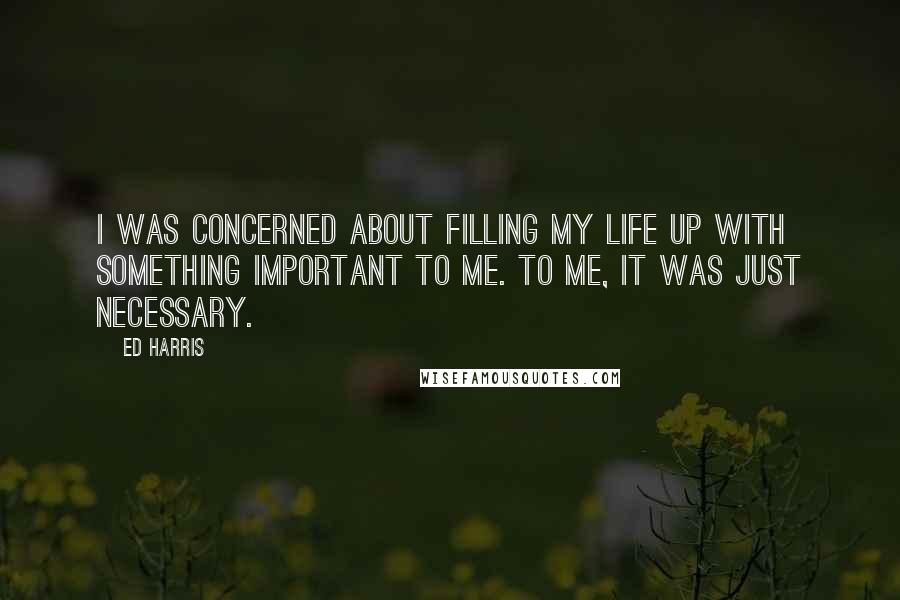 Ed Harris Quotes: I was concerned about filling my life up with something important to me. To me, it was just necessary.