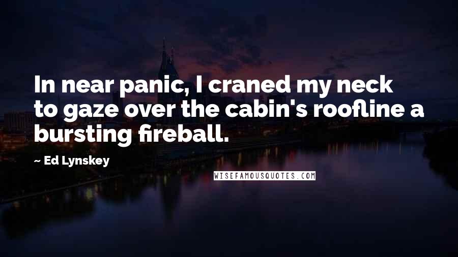 Ed Lynskey Quotes: In near panic, I craned my neck to gaze over the cabin's roofline a bursting fireball.