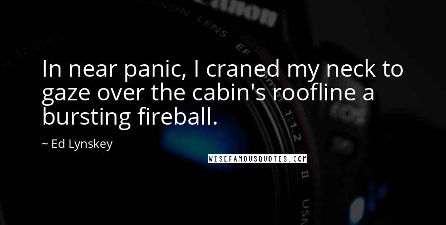 Ed Lynskey Quotes: In near panic, I craned my neck to gaze over the cabin's roofline a bursting fireball.