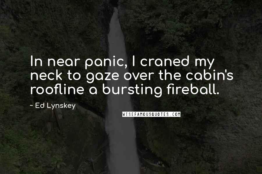Ed Lynskey Quotes: In near panic, I craned my neck to gaze over the cabin's roofline a bursting fireball.