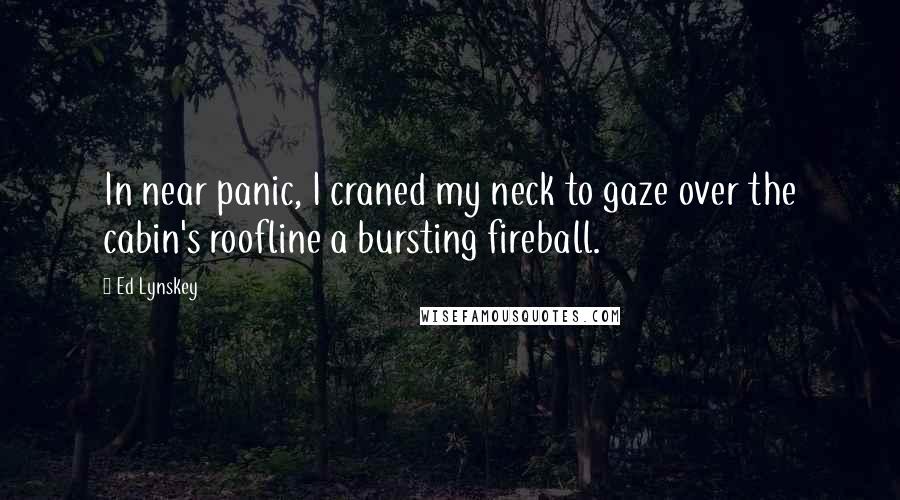 Ed Lynskey Quotes: In near panic, I craned my neck to gaze over the cabin's roofline a bursting fireball.