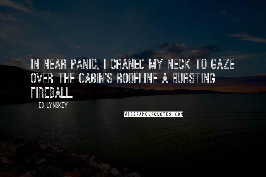 Ed Lynskey Quotes: In near panic, I craned my neck to gaze over the cabin's roofline a bursting fireball.