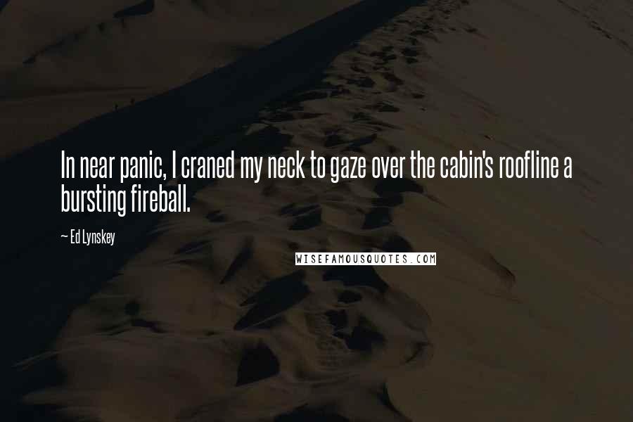 Ed Lynskey Quotes: In near panic, I craned my neck to gaze over the cabin's roofline a bursting fireball.