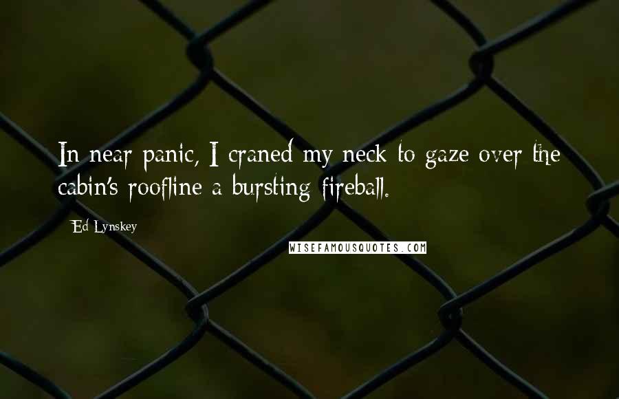 Ed Lynskey Quotes: In near panic, I craned my neck to gaze over the cabin's roofline a bursting fireball.