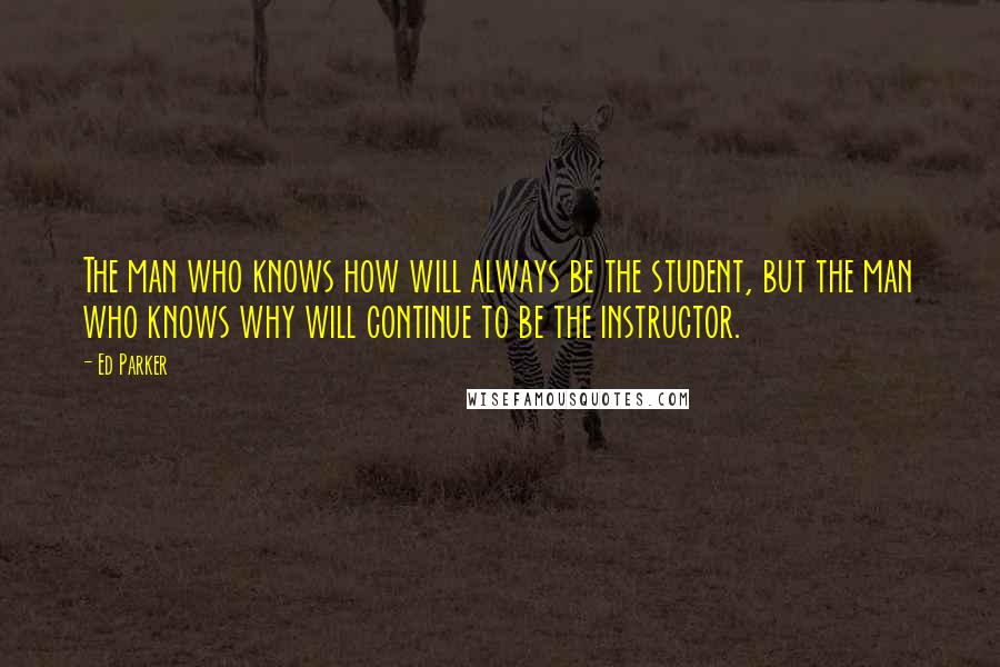 Ed Parker Quotes: The man who knows how will always be the student, but the man who knows why will continue to be the instructor.