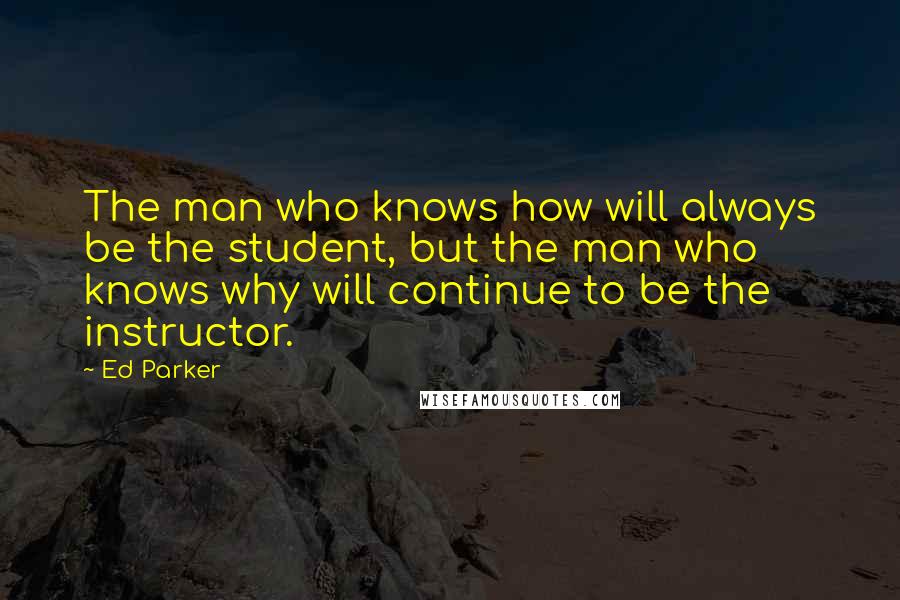 Ed Parker Quotes: The man who knows how will always be the student, but the man who knows why will continue to be the instructor.
