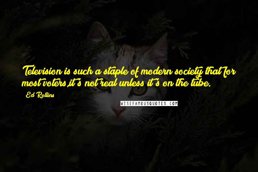 Ed Rollins Quotes: Television is such a staple of modern society that for most voters,it's not real unless it's on the tube.