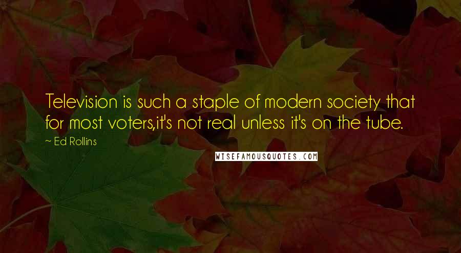 Ed Rollins Quotes: Television is such a staple of modern society that for most voters,it's not real unless it's on the tube.