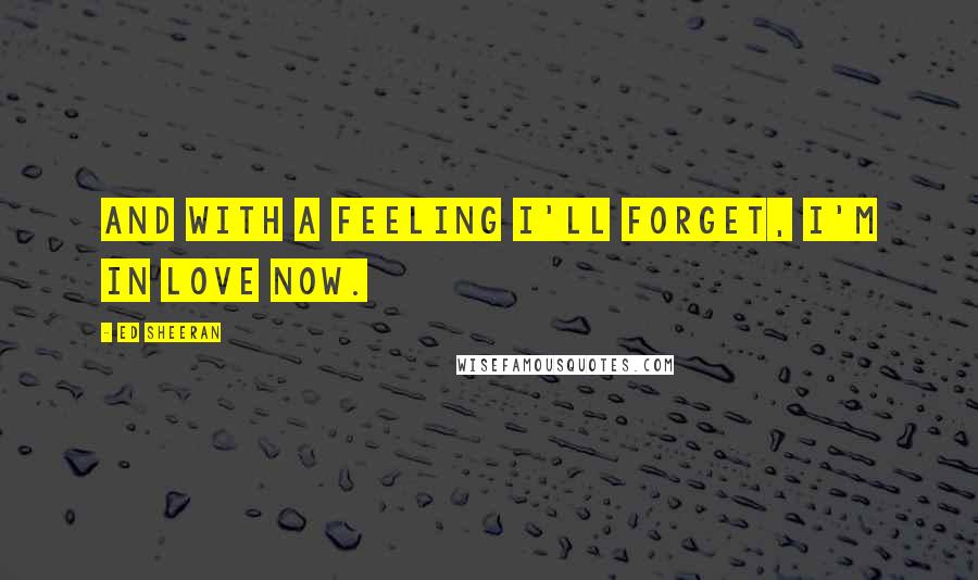 Ed Sheeran Quotes: And with a feeling I'll forget, I'm in love now.