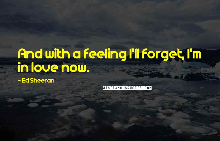 Ed Sheeran Quotes: And with a feeling I'll forget, I'm in love now.