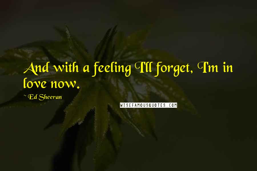 Ed Sheeran Quotes: And with a feeling I'll forget, I'm in love now.