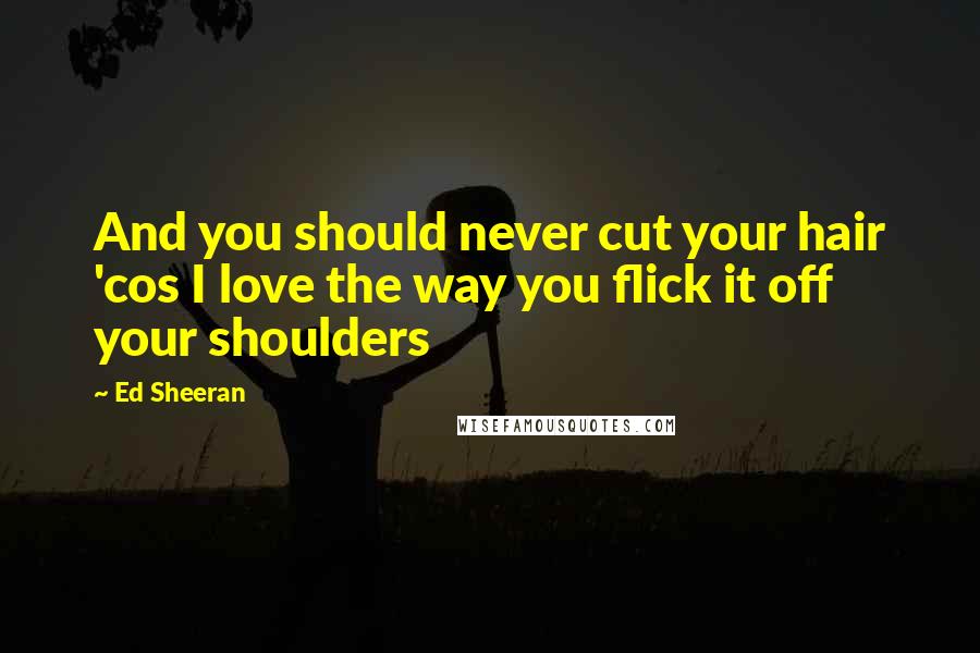 Ed Sheeran Quotes: And you should never cut your hair 'cos I love the way you flick it off your shoulders