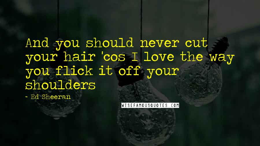 Ed Sheeran Quotes: And you should never cut your hair 'cos I love the way you flick it off your shoulders