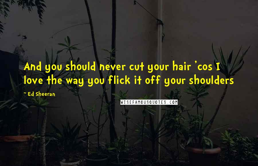 Ed Sheeran Quotes: And you should never cut your hair 'cos I love the way you flick it off your shoulders