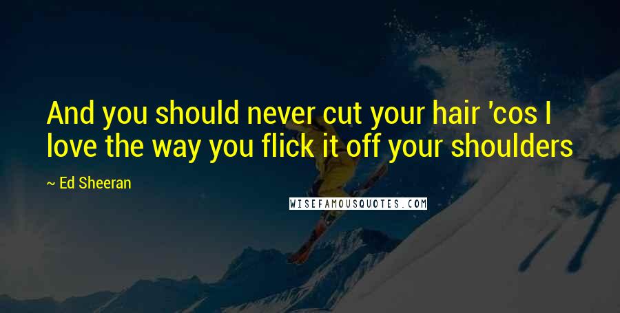 Ed Sheeran Quotes: And you should never cut your hair 'cos I love the way you flick it off your shoulders