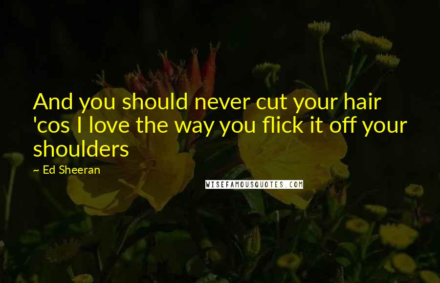 Ed Sheeran Quotes: And you should never cut your hair 'cos I love the way you flick it off your shoulders