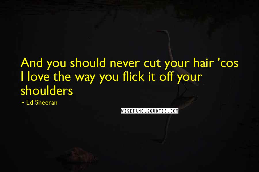 Ed Sheeran Quotes: And you should never cut your hair 'cos I love the way you flick it off your shoulders