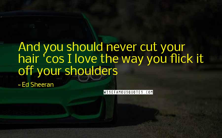 Ed Sheeran Quotes: And you should never cut your hair 'cos I love the way you flick it off your shoulders