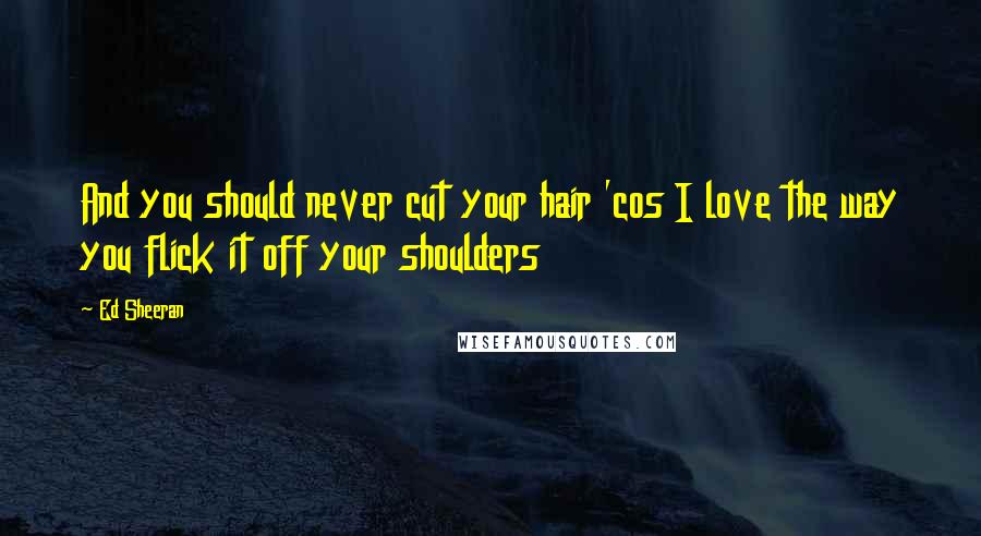 Ed Sheeran Quotes: And you should never cut your hair 'cos I love the way you flick it off your shoulders