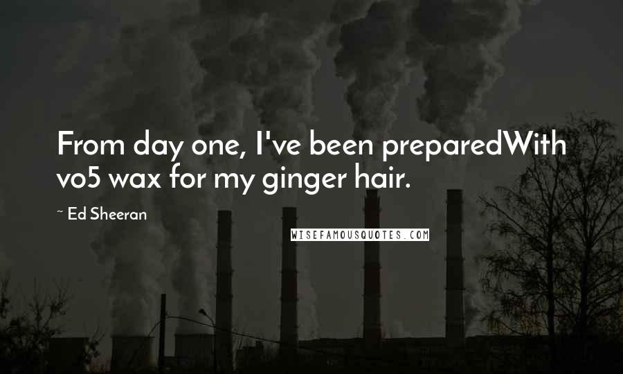 Ed Sheeran Quotes: From day one, I've been preparedWith vo5 wax for my ginger hair.