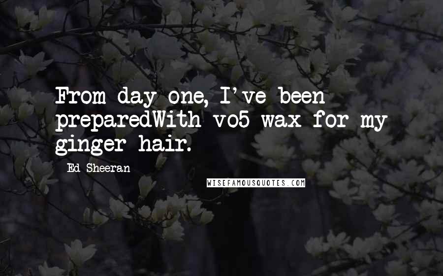 Ed Sheeran Quotes: From day one, I've been preparedWith vo5 wax for my ginger hair.