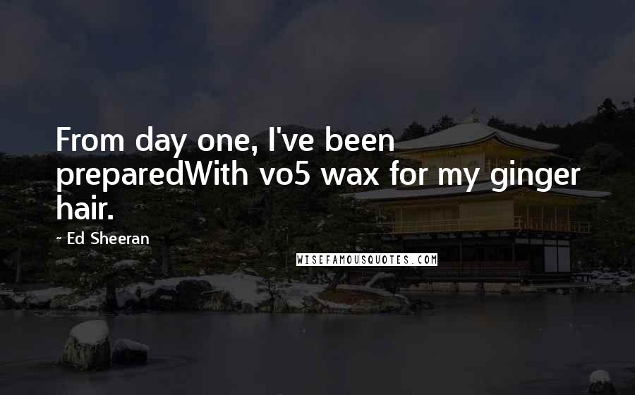 Ed Sheeran Quotes: From day one, I've been preparedWith vo5 wax for my ginger hair.