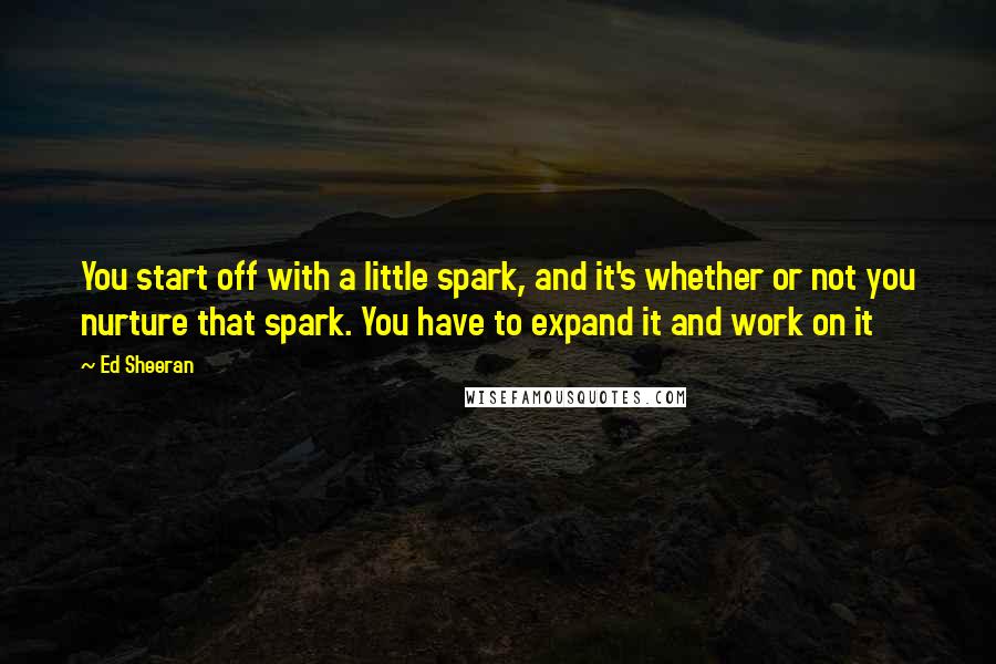 Ed Sheeran Quotes: You start off with a little spark, and it's whether or not you nurture that spark. You have to expand it and work on it