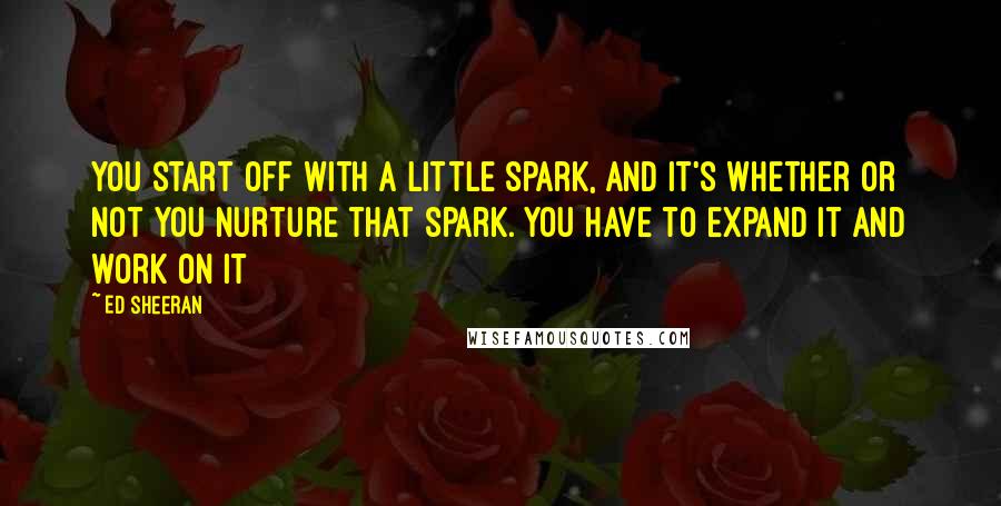 Ed Sheeran Quotes: You start off with a little spark, and it's whether or not you nurture that spark. You have to expand it and work on it