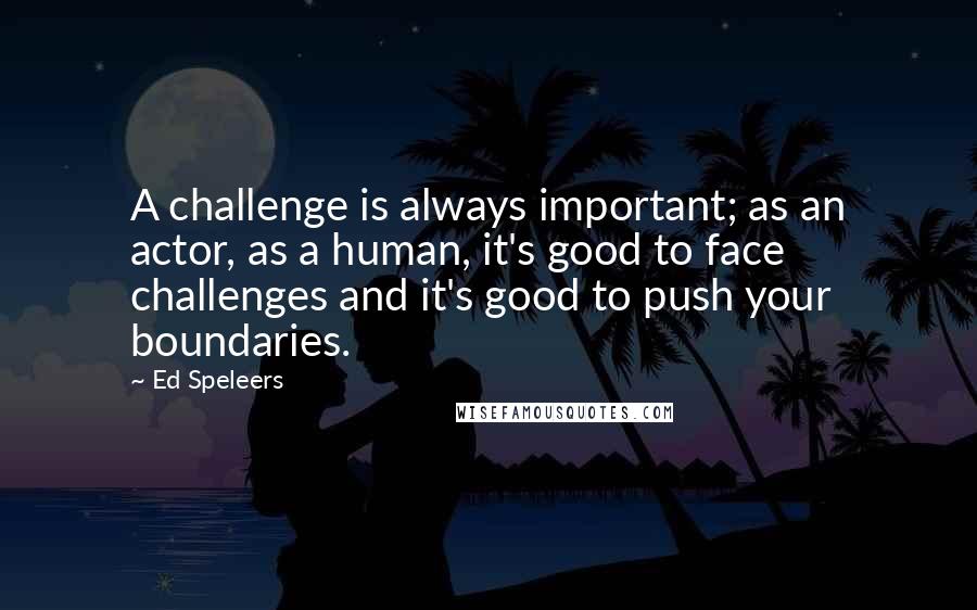 Ed Speleers Quotes: A challenge is always important; as an actor, as a human, it's good to face challenges and it's good to push your boundaries.