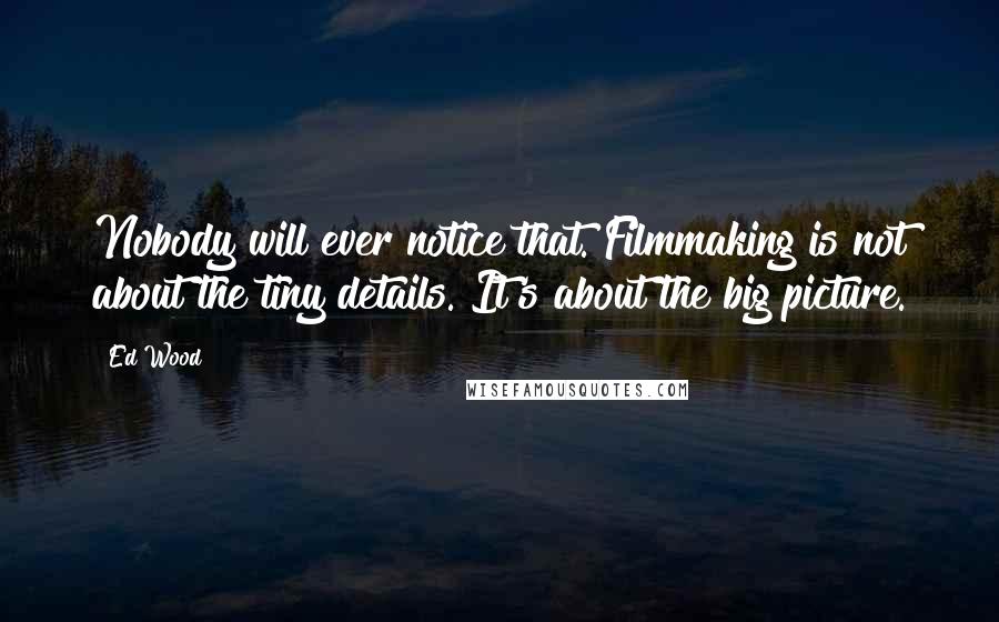 Ed Wood Quotes: Nobody will ever notice that. Filmmaking is not about the tiny details. It's about the big picture.