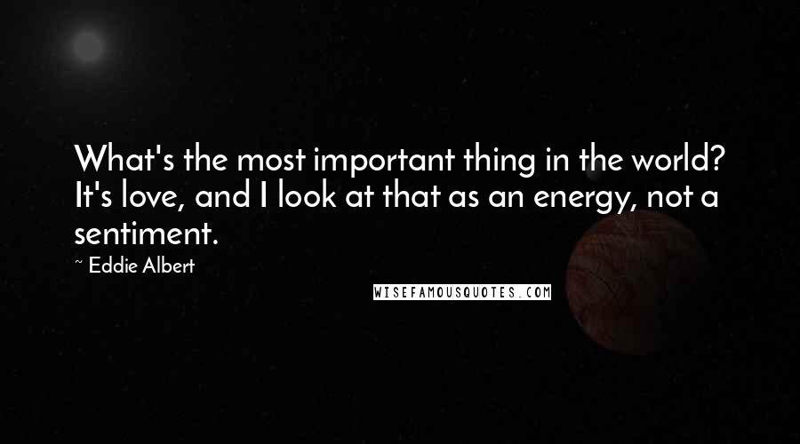 Eddie Albert Quotes: What's the most important thing in the world? It's love, and I look at that as an energy, not a sentiment.