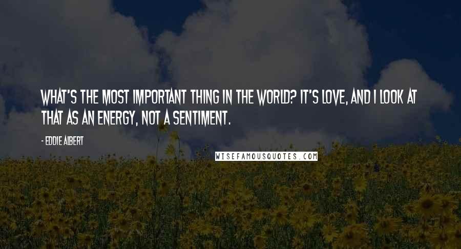 Eddie Albert Quotes: What's the most important thing in the world? It's love, and I look at that as an energy, not a sentiment.