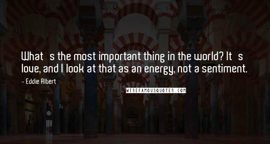 Eddie Albert Quotes: What's the most important thing in the world? It's love, and I look at that as an energy, not a sentiment.