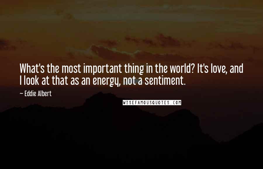 Eddie Albert Quotes: What's the most important thing in the world? It's love, and I look at that as an energy, not a sentiment.