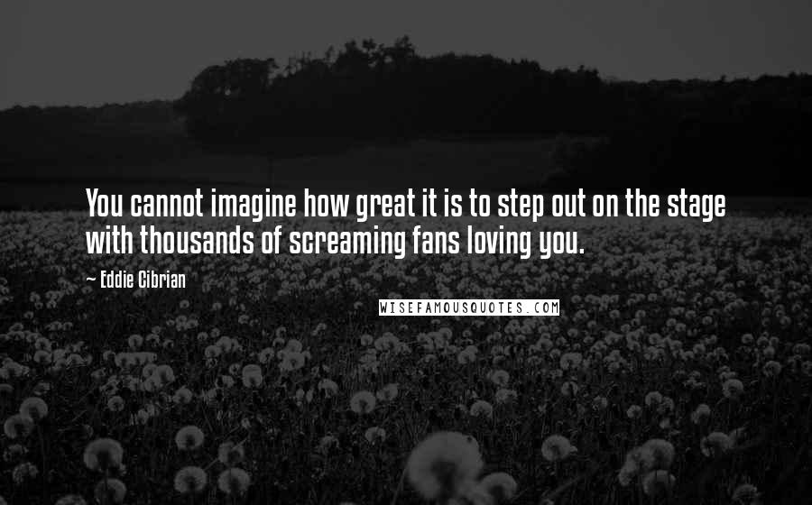 Eddie Cibrian Quotes: You cannot imagine how great it is to step out on the stage with thousands of screaming fans loving you.
