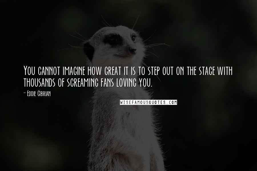 Eddie Cibrian Quotes: You cannot imagine how great it is to step out on the stage with thousands of screaming fans loving you.