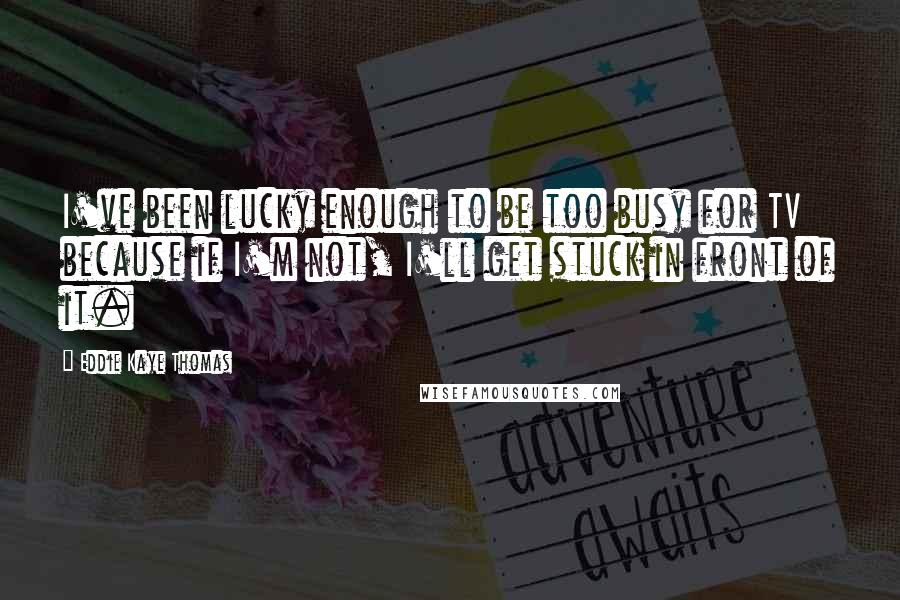 Eddie Kaye Thomas Quotes: I've been lucky enough to be too busy for TV because if I'm not, I'll get stuck in front of it.