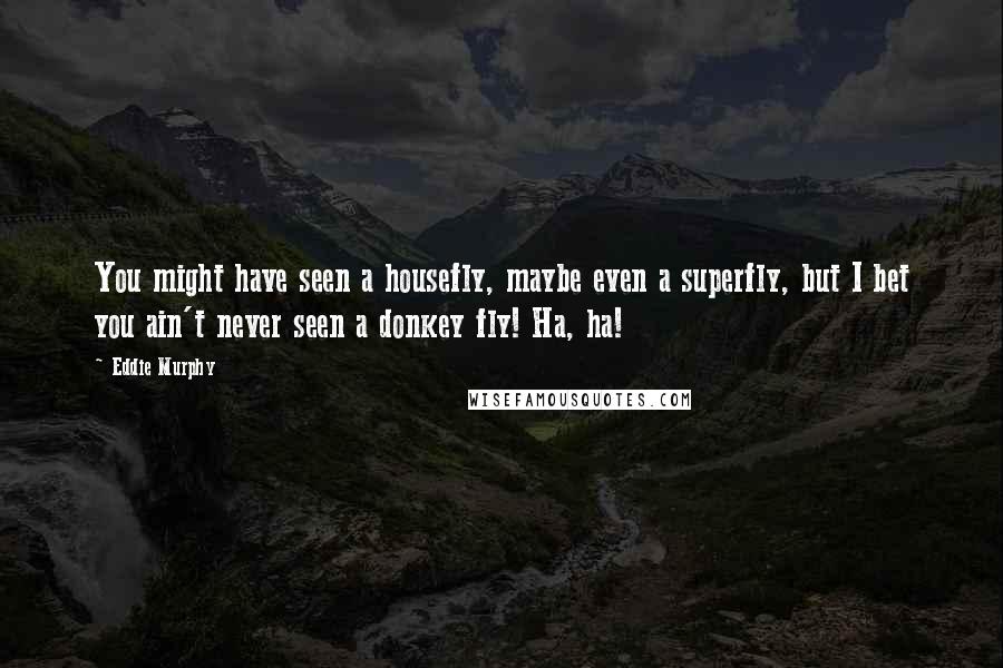 Eddie Murphy Quotes: You might have seen a housefly, maybe even a superfly, but I bet you ain't never seen a donkey fly! Ha, ha!