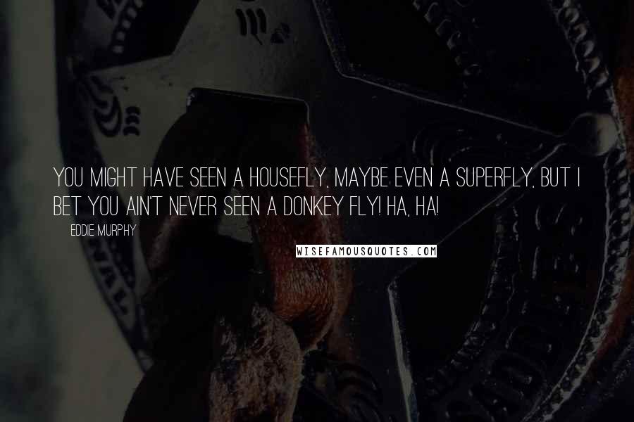 Eddie Murphy Quotes: You might have seen a housefly, maybe even a superfly, but I bet you ain't never seen a donkey fly! Ha, ha!