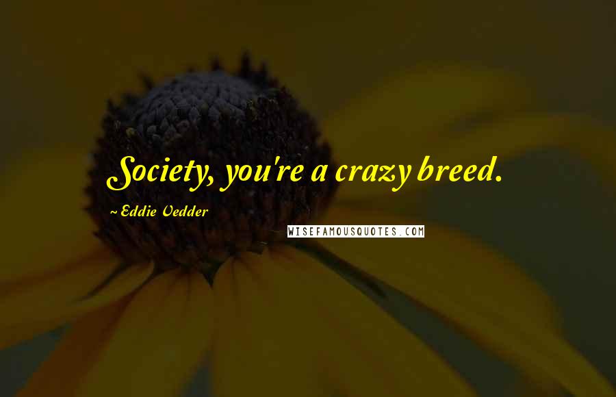 Eddie Vedder Quotes: Society, you're a crazy breed.