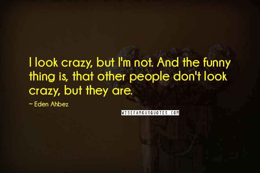 Eden Ahbez Quotes: I look crazy, but I'm not. And the funny thing is, that other people don't look crazy, but they are.
