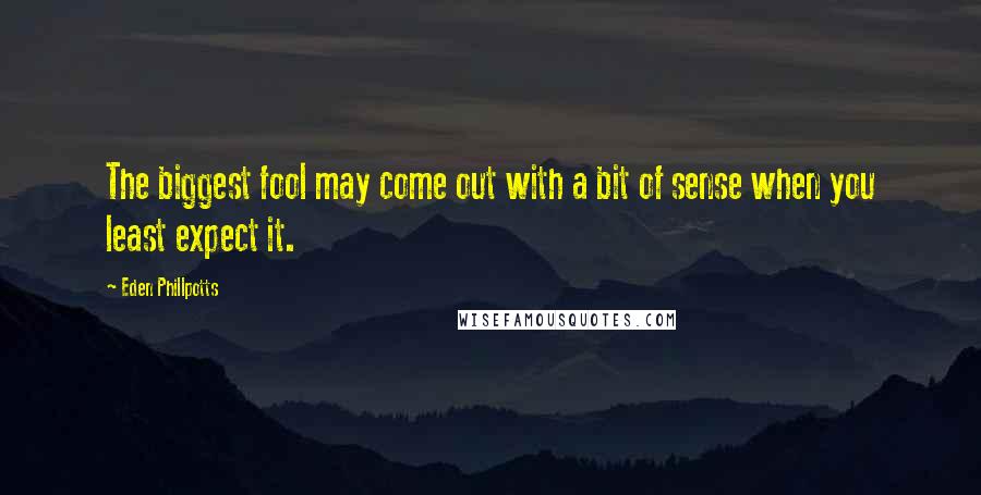 Eden Phillpotts Quotes: The biggest fool may come out with a bit of sense when you least expect it.
